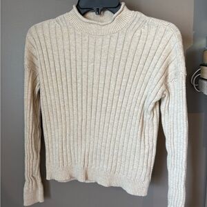 Abercrombie & Fitch Cream Ribbed Turtleneck Sweater